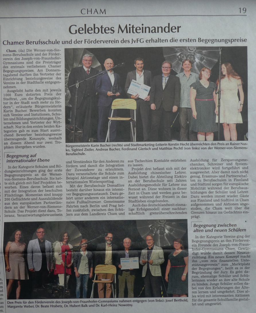 Begegnungspreis Chamer Zeitung