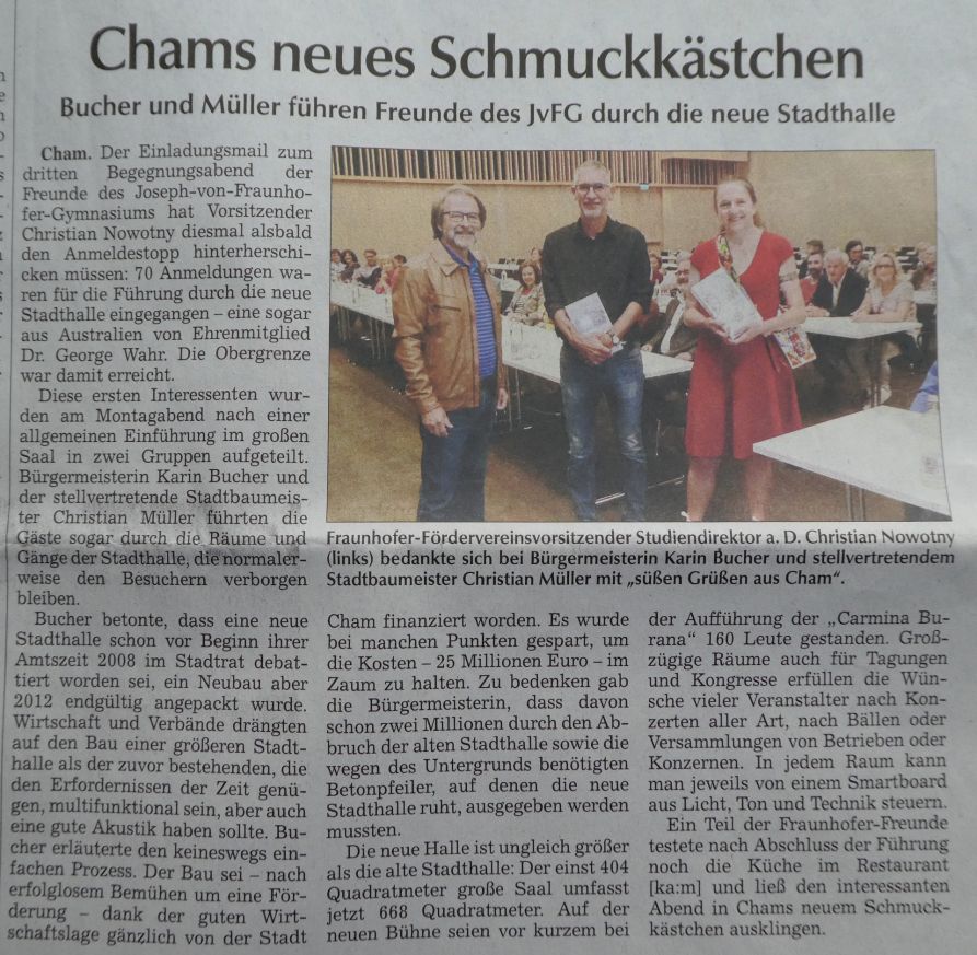 Stadthallenführung Chamer Zeitung