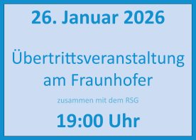 Die gemeinsame Informationsveranstaltung zum Übertritt an die Chamer Gymnasien findet am 26. Januar 2026 um 19.00 Uhr am Joseph-von-Fraunhofer-Gymnasium statt.