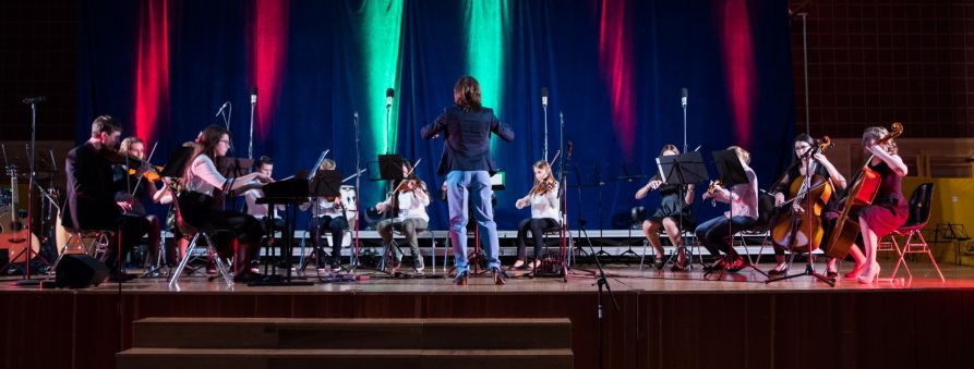 Das Streichorchester des Fraunhofer-Gymnasiums unter der Leitung von Susanne Melichar schlug mit „River flows in you“ leisere Töne an.