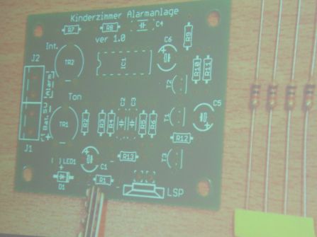 Die Vorlage wird per Digitalkamera und Beamer an die Wand projiziert.